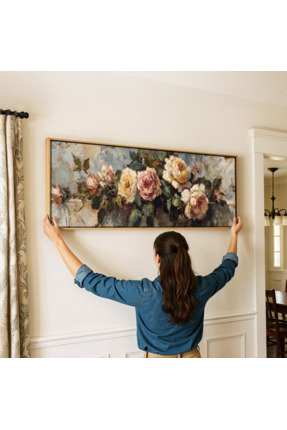 woodhomeworks Tek Parça Gerçek Ahşap Yatay Panorama Çerçeveli Tablo