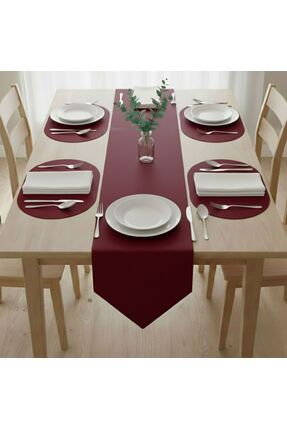 Grand Fine Art 4+1 Adet Deri Amerikan Servis+Runner Set (4 Amerikan Servis -1...