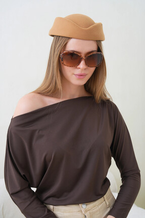 Park Karon Kadın Kayık Yaka Yarasa Kol Lycralı Penye Bluz 13002