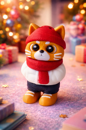 zeniz printed & crafted ebjects Atkılı Kedi Figür – Anahtarlık & Çanta Süsü (...