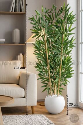 BİÇİÇEK 125CM YAPAY BAMBU AĞACI KÜRE SAKSIDA