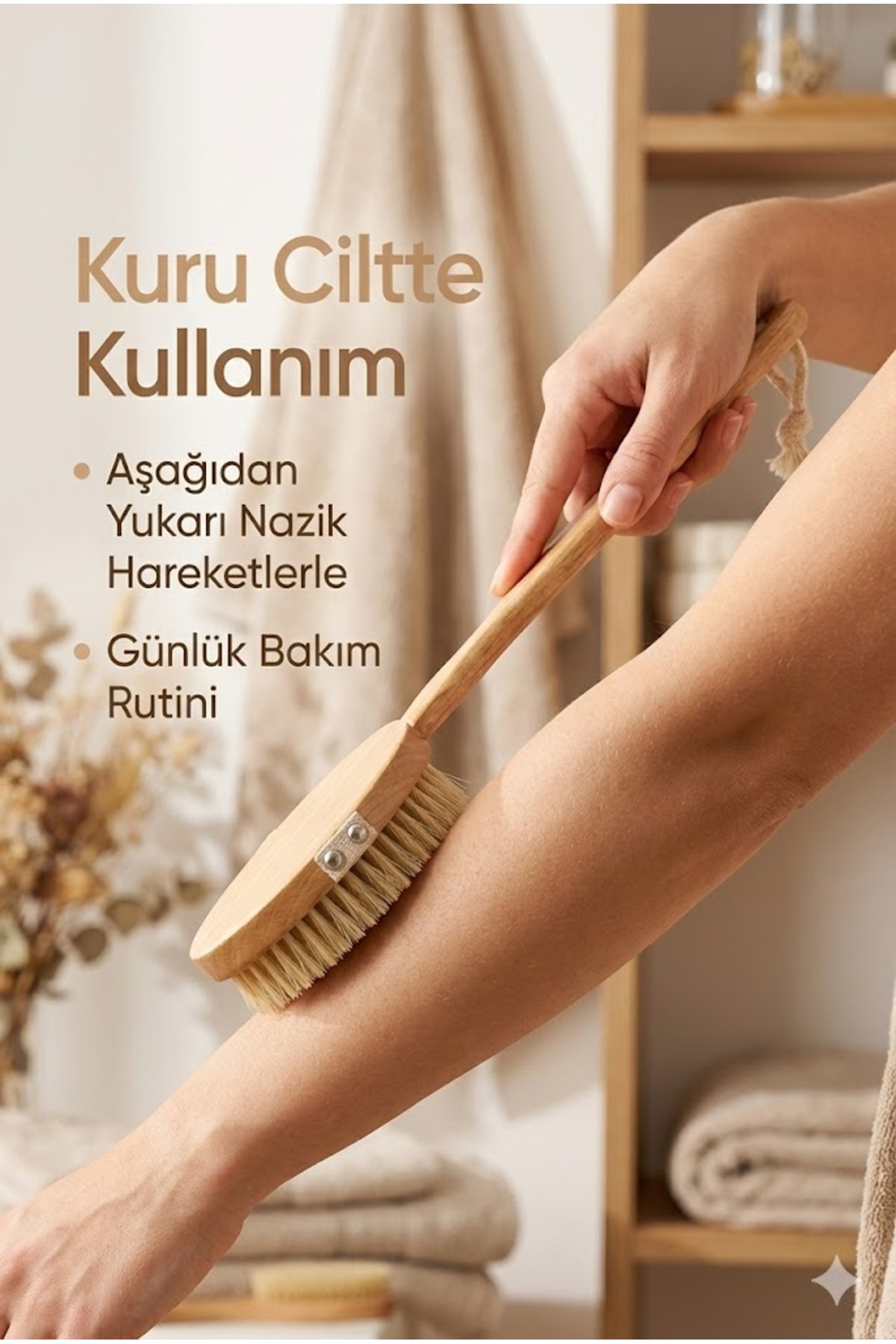 Saplı Doğal Vücut Fırçası – Sırt İçin Uzun Saplı, Kuru Fırçalama ve Masaj Etkili — MJGN-73 — تصویر 3 از 7