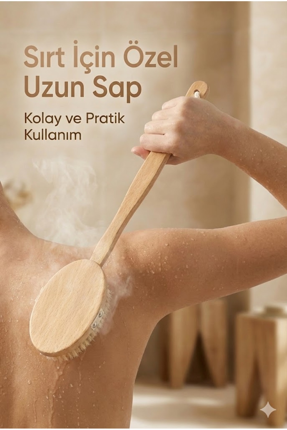 Saplı Doğal Vücut Fırçası – Sırt İçin Uzun Saplı, Kuru Fırçalama ve Masaj Etkili — MJGN-73 — تصویر 6 از 7