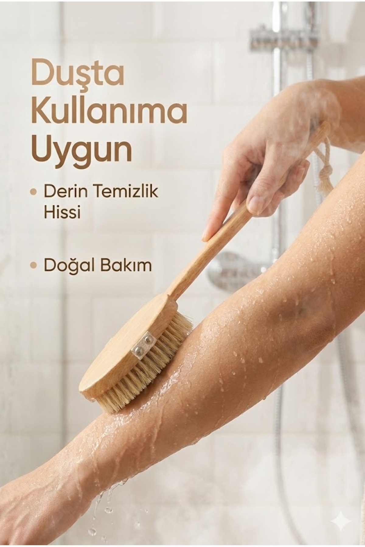 Saplı Doğal Vücut Fırçası – Sırt İçin Uzun Saplı, Kuru Fırçalama ve Masaj Etkili — MJGN-73 — تصویر 4 از 7