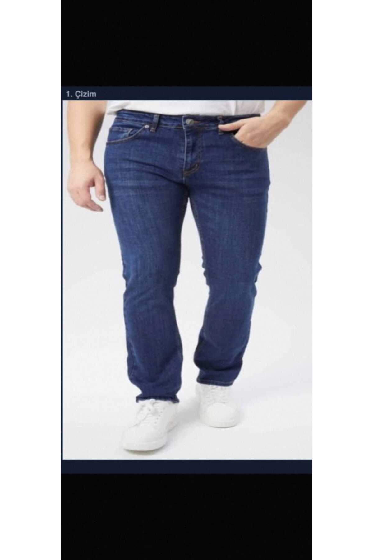Kaizer Jeans Battal Büyük Beden Erkek kot Pantolon, Mavi