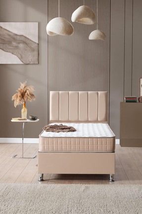 DAKRON Tek Kişilik Baza Başlık İmpera 2'li Set 90x190 Bej