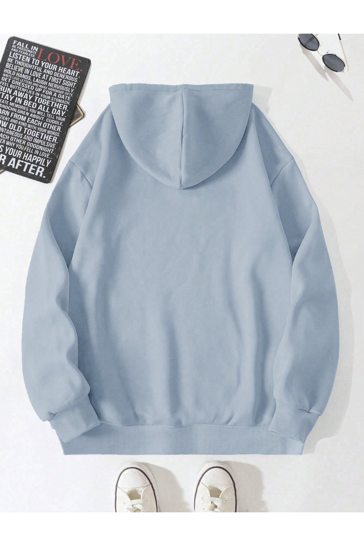 COHERENT  Unisex Erkek/Kadın Renkli KRDLKÇK Özel Baskılı Pamuklu Oversize Kapüşonlu Sweatshirt - Görsel 2