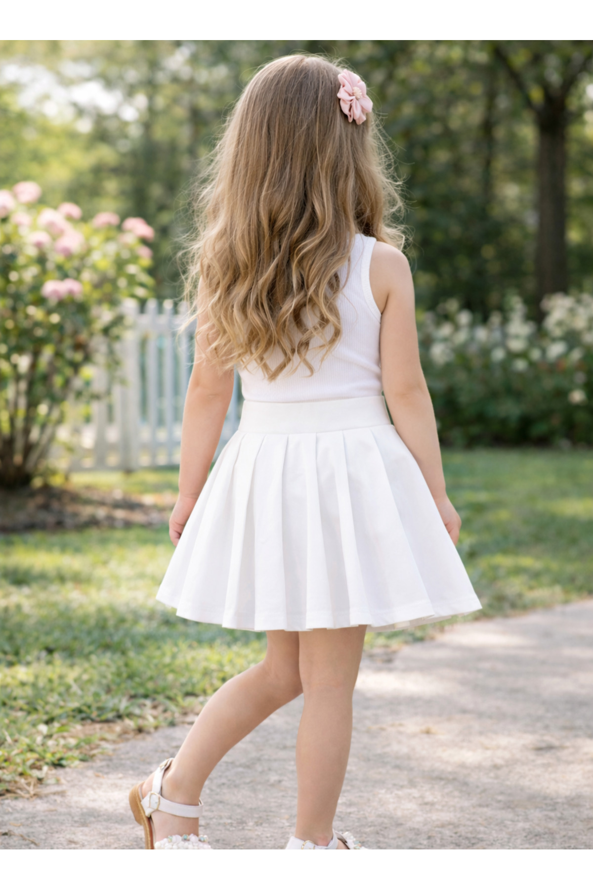 MRDN MODA  Kız çocuğu yüksek bel pileli mini kloş etek - Görsel 3