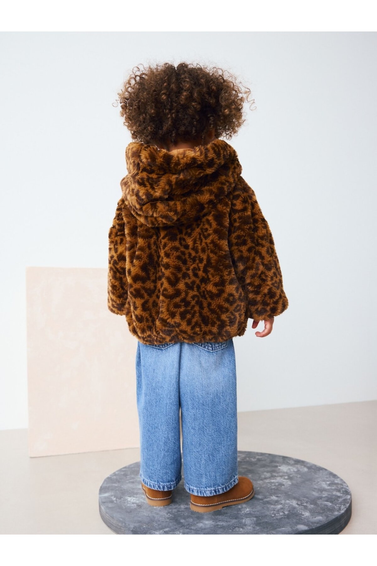 Next Baby Kahverengi Leopar Desenli Suni Kürk Fermuarlı Ceket / Mont fotoğrafı 2 (önizleme)