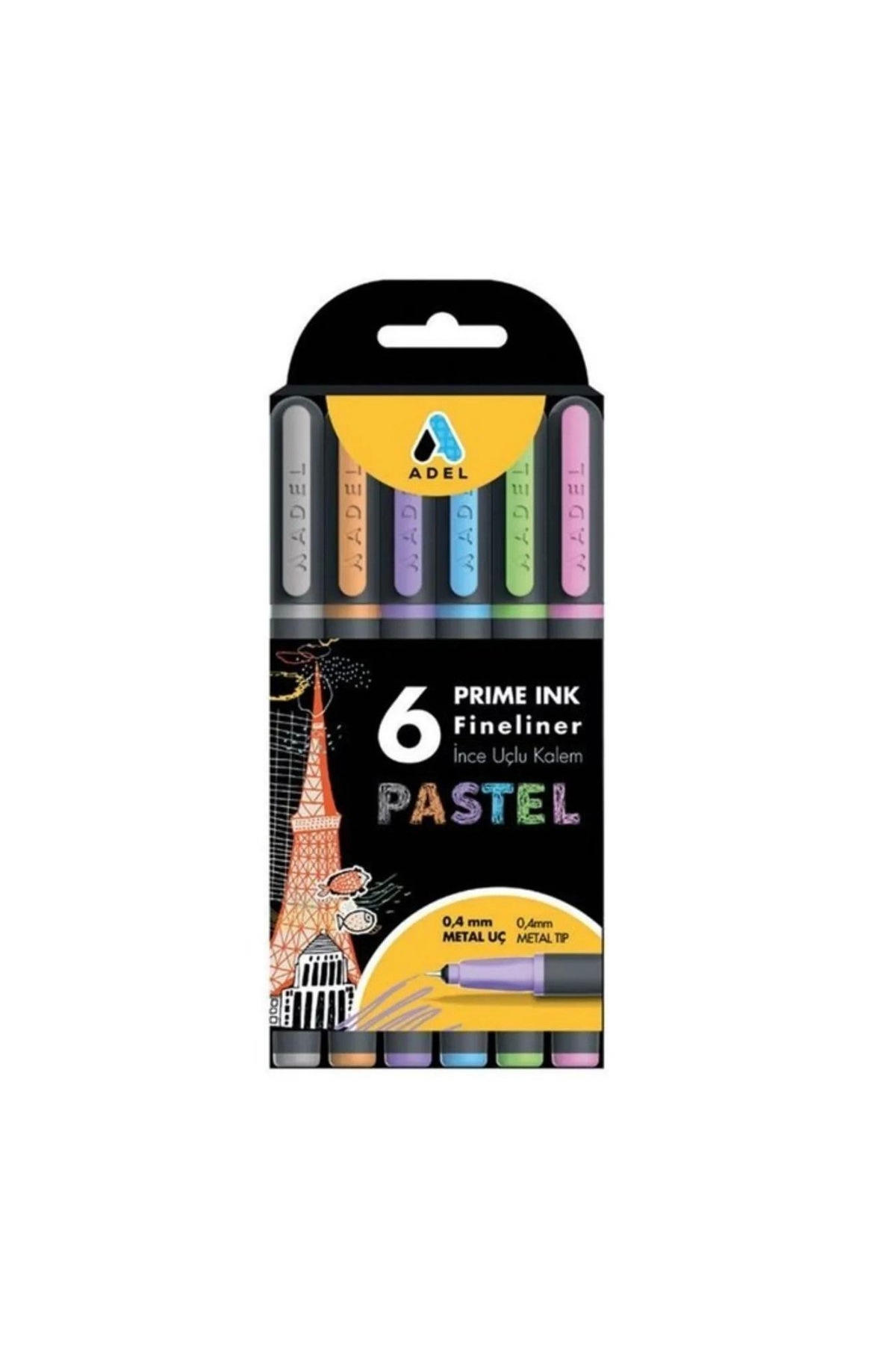 Adel Prime Ink Fineliner 0.4mm 6lı Pastel