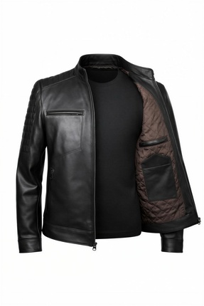 VELZANA Erkek Kuzu Derisi Deri Ceket Kahverengi – Slim Fit, Fermuarlı, Kapito...