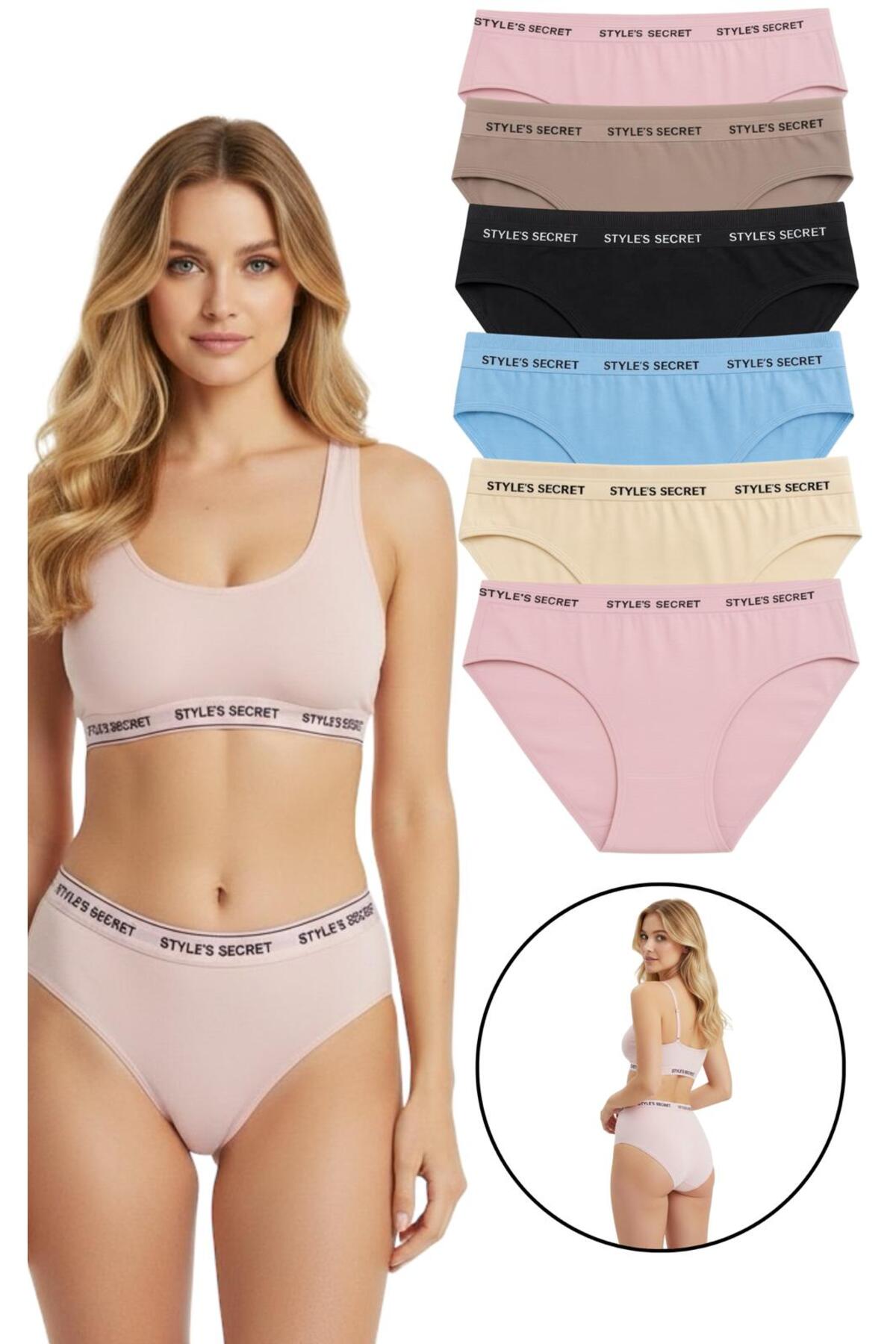ExLove 6'lı Style's Secret Kadın Pamuklu Bikini Külot - Esnek Bel Günlük Rahat İç Çamaşırı
