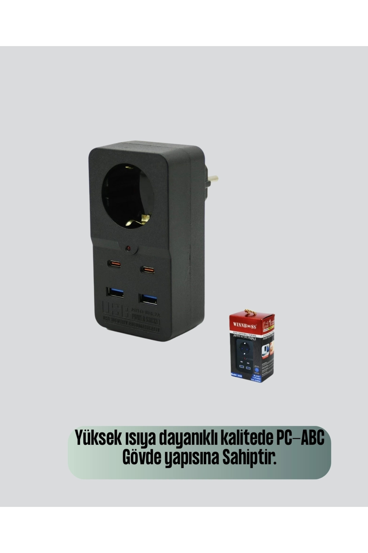 Epilons Termal Korumalı Priz Otomatik Çocuk Kilidi 4 Usb Type C fotoğrafı 4 (önizleme)