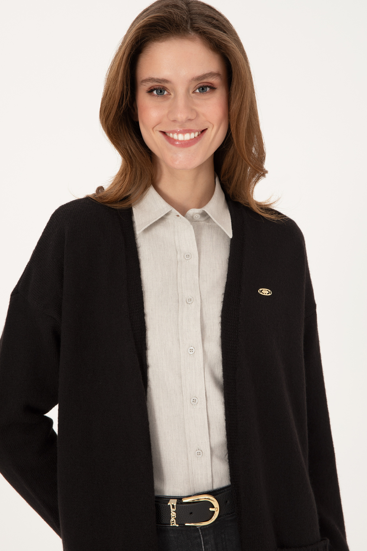 U.S. Polo Assn.  Kadın Siyah V Yaka Triko Hırka 50314660-VR046 - Görsel 2