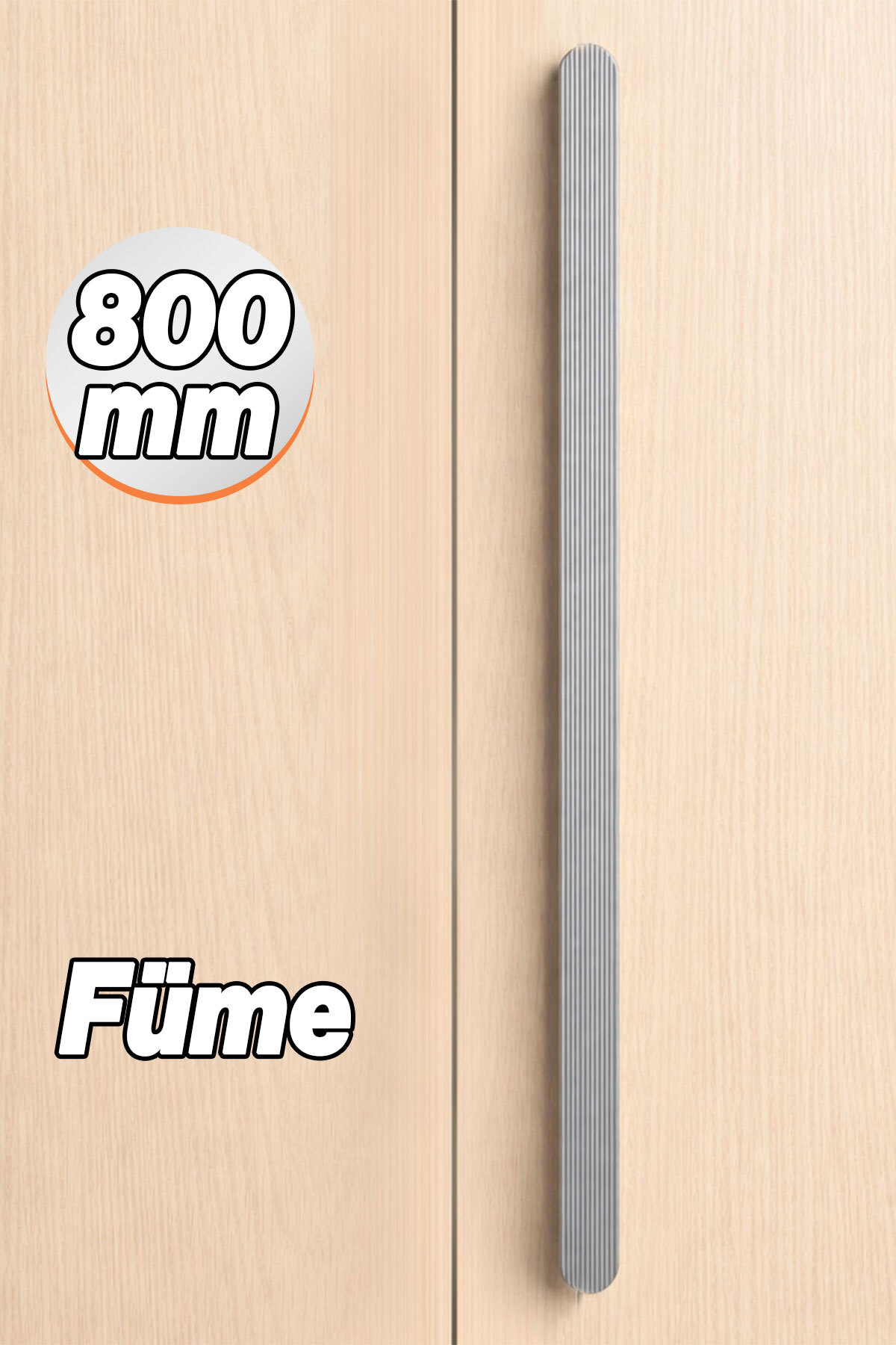 Badem10 ANZER Çizgili Füme Uzun Çekmece Kulp 800 mm Gardırop Dolap