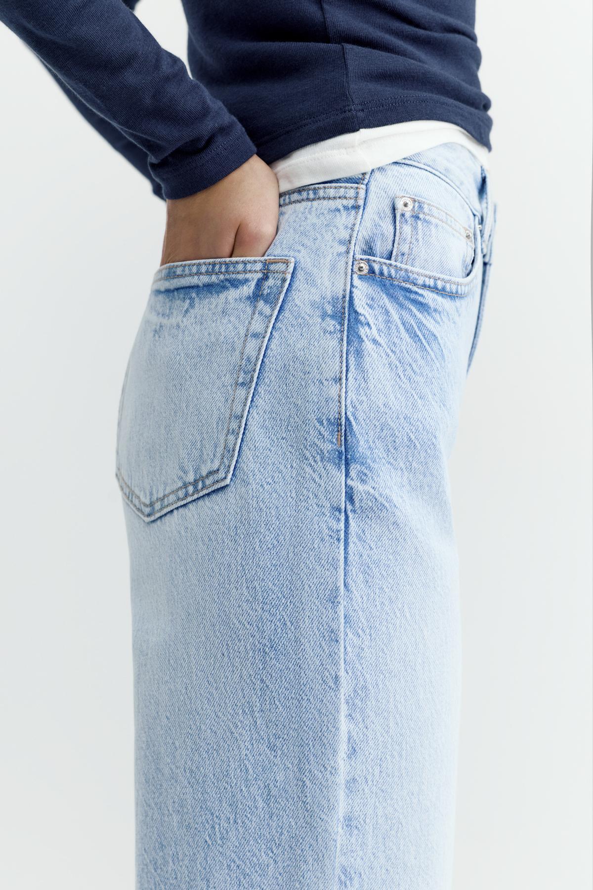 Pull & Bear Bol paça straight fit jean görsel 5