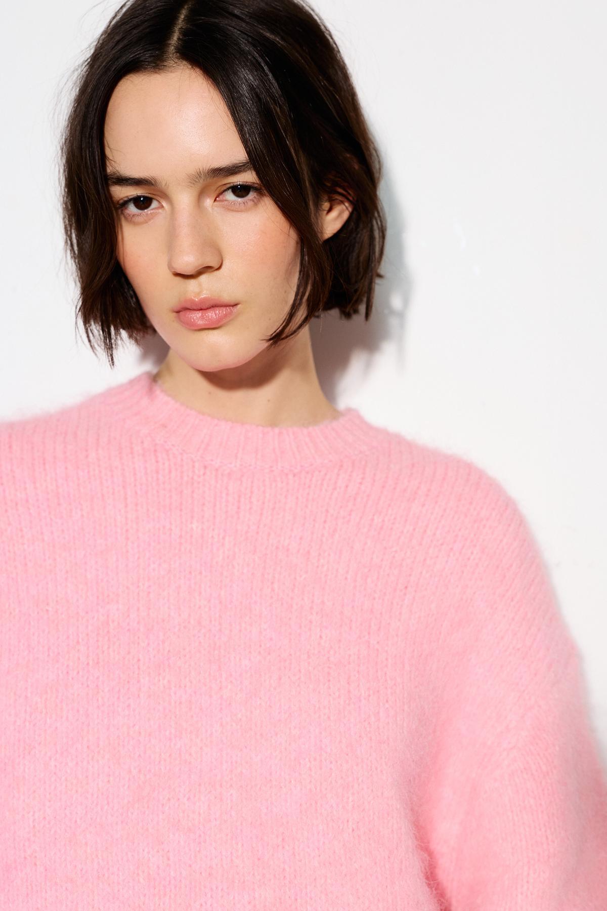 Pull & Bear  Pembe bisiklet yaka kazak - Görsel 5