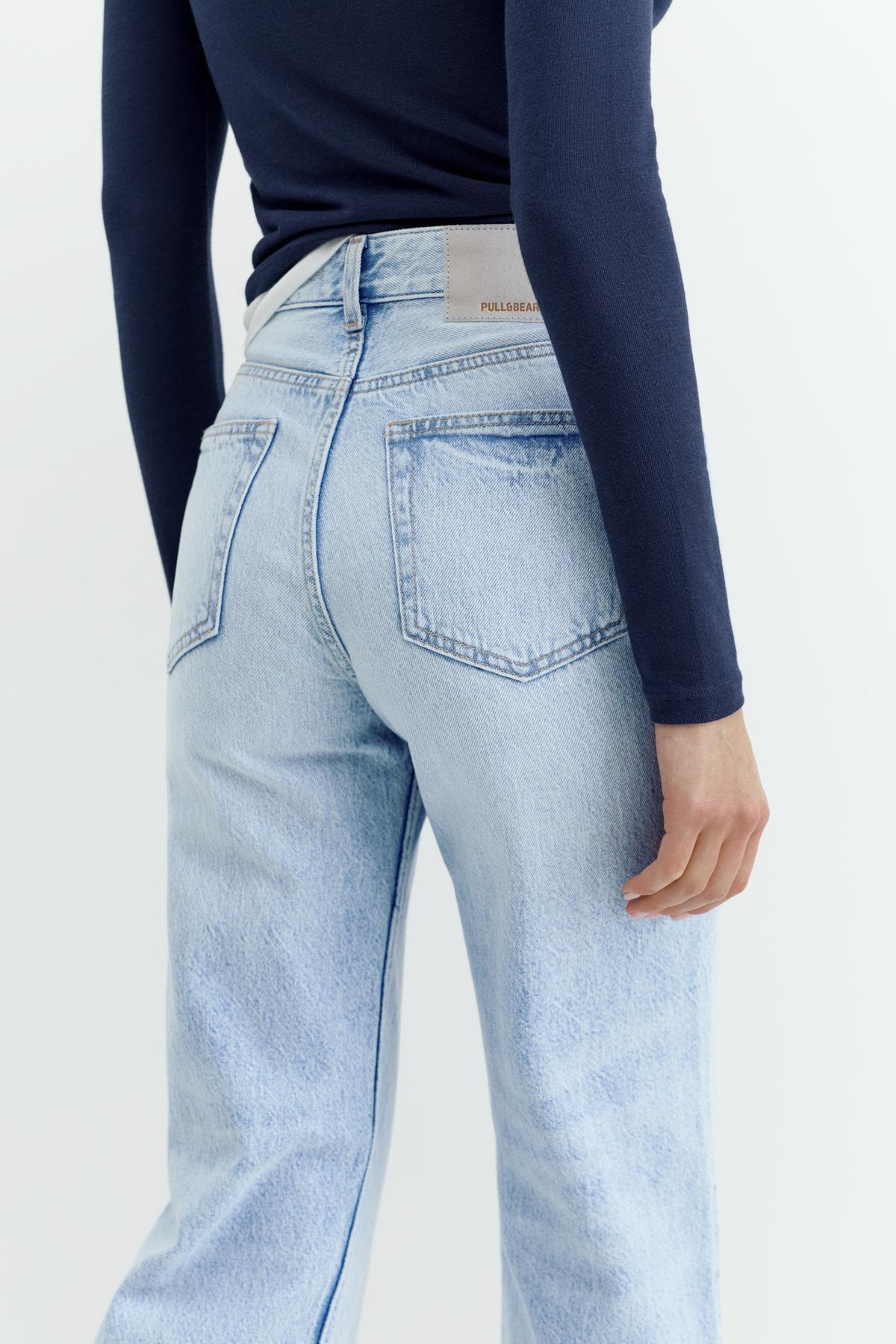 Pull & Bear Bol paça straight fit jean görsel 3