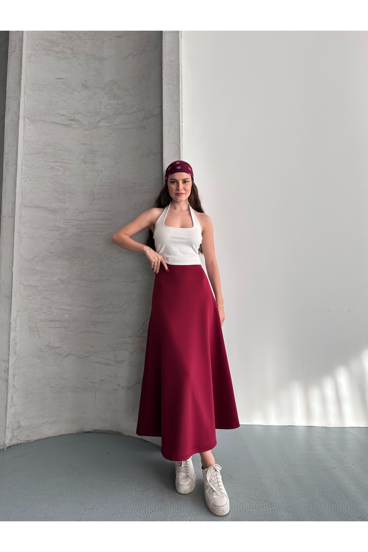 Women's Fashion Fabric Elastic Waist Flared Skirt