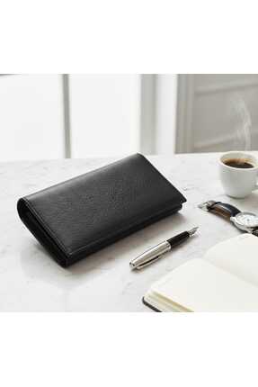 Carenzo Hakiki Deri Erkek Cüzdan Gerçek Deri Şık Telefonluk Siyah