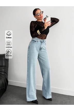 MAGNOX Yüksek Bel Bol Paça Jean Pantolon