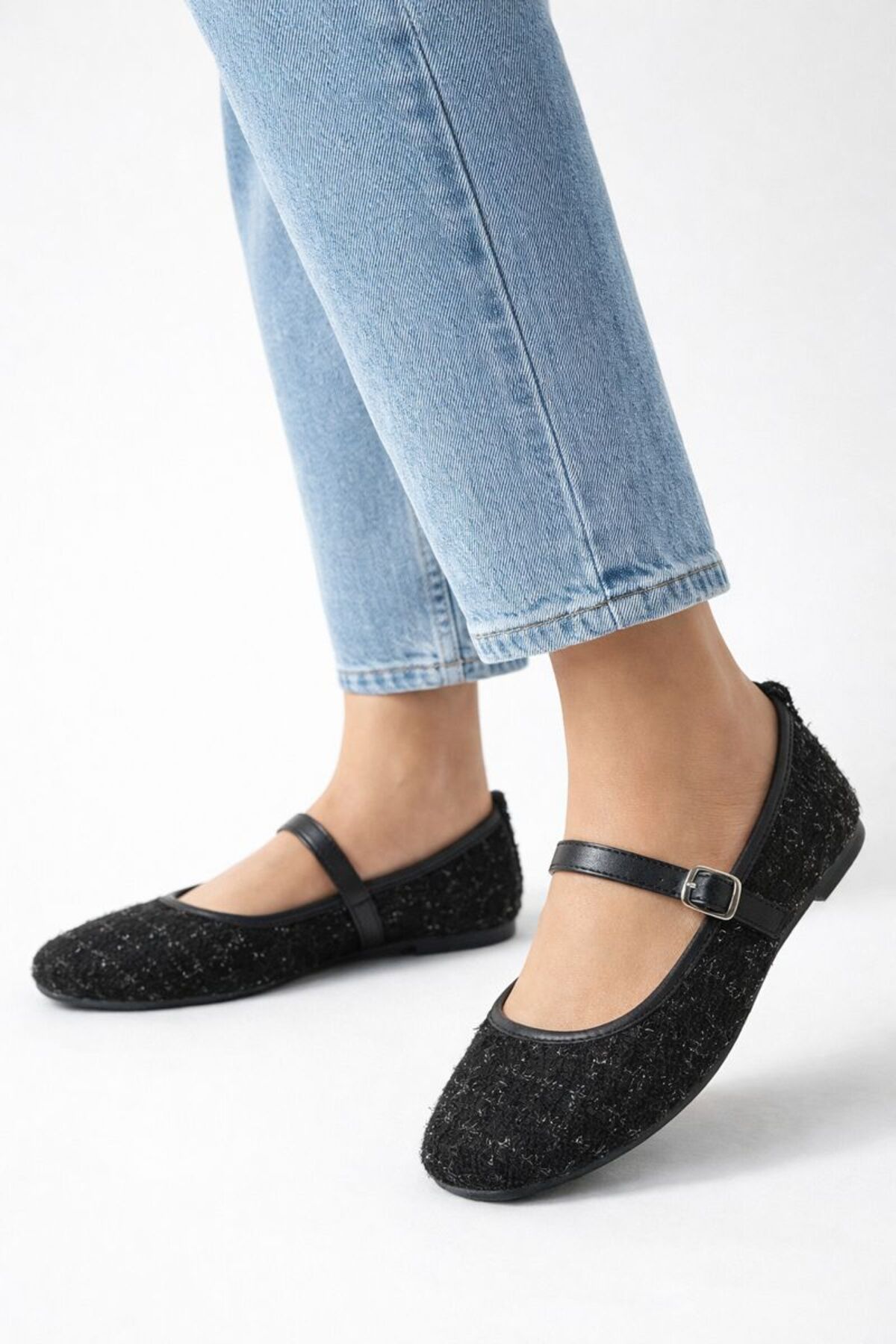 Beyond   Siyah Tüvit Kumaş Mary Jane Babet Şık Tokalı Rahat Taban Günlük Ayakkabı BYNDLCK01 - Görsel 3