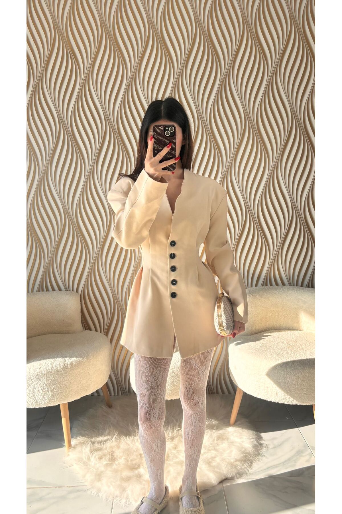 Button Front Blazer Jacket Dress