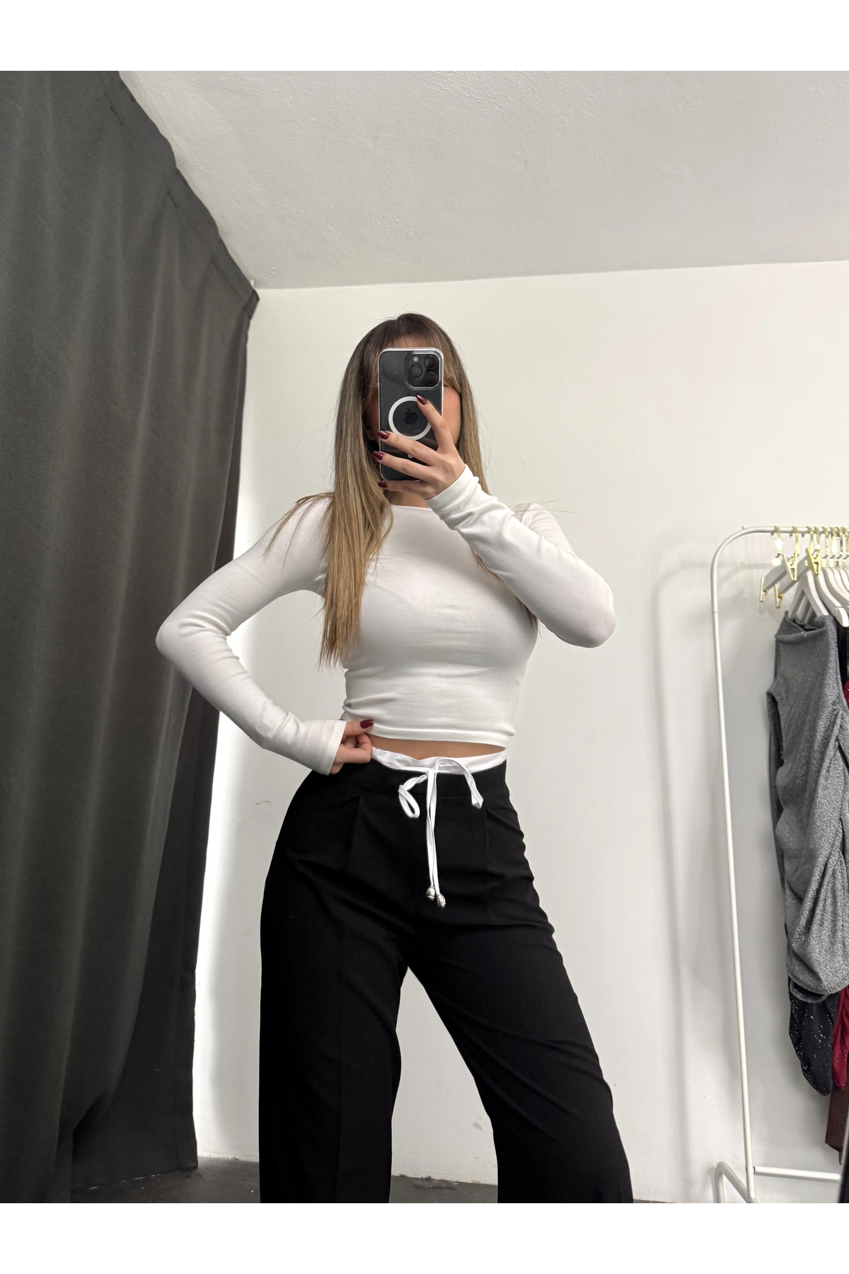 nona butik  Maggie Palazzo Pantolon - Siyah - Görsel 3