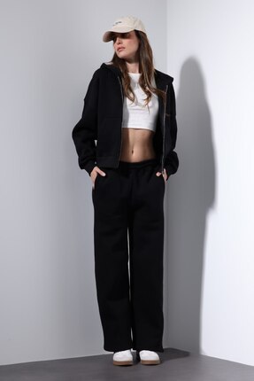 Lua Luisin Siyah Fermuarlı Kapüşonlu Sweatshirt