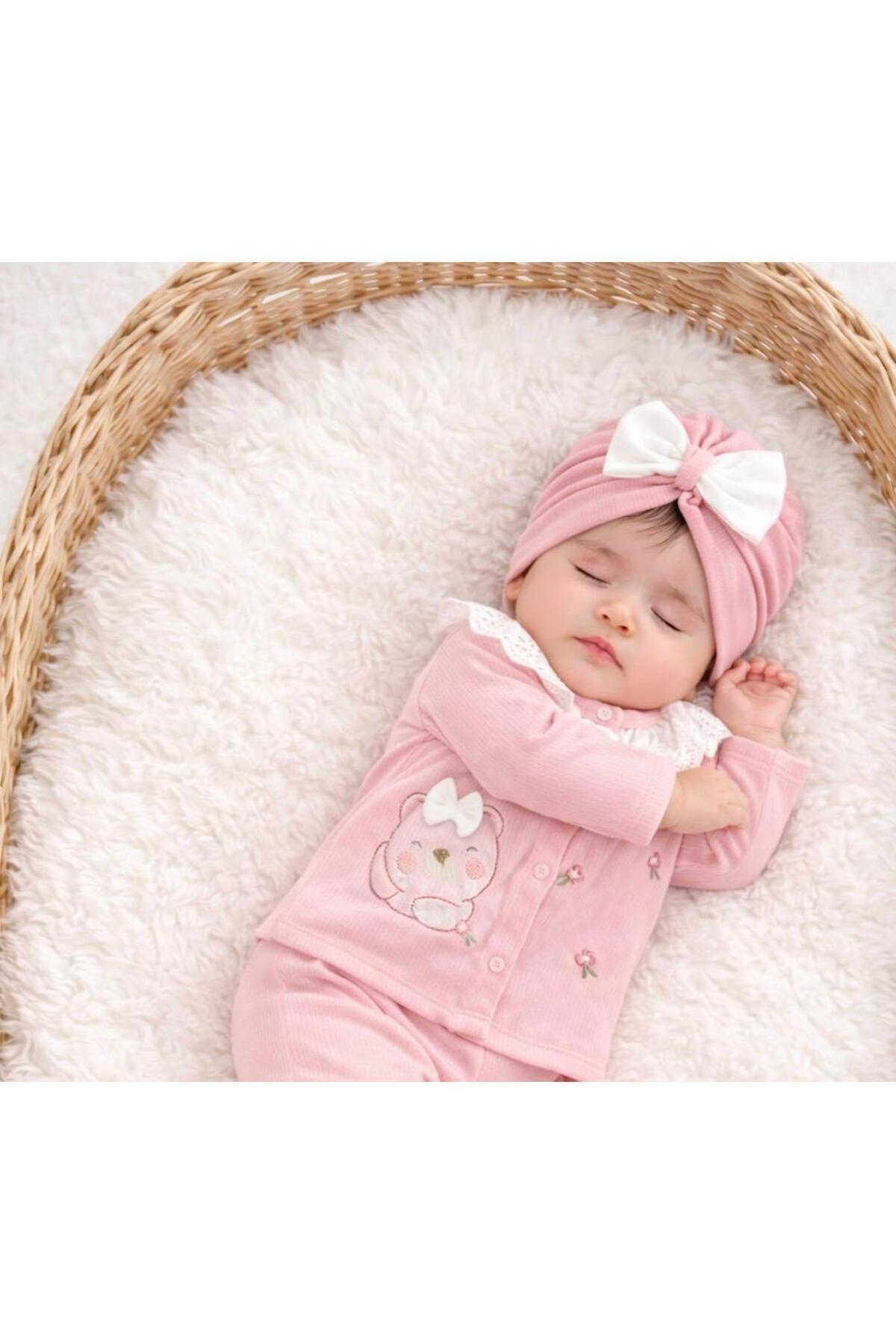 BYS BABY FASHION %100 Pamuklu 10'lu Yenidoğan Dantel Yakalı Kız Bebek Kutulu Hastane Çıkışı Takımı fotoğrafı 2 (önizleme)