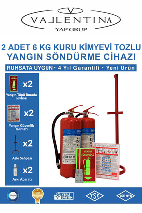 VALLENTİNA 6KG TOZLU YANGIN SÖNDÜRME CİHAZI RUHSATA UYGUN TSE-HYB/CE BELGELİ(...