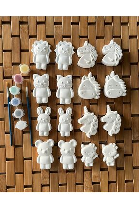 Denimay Hediyelik Hayvan Figürlü Taş Boyama Seti | Hayvanlar Alemi Karakterle...