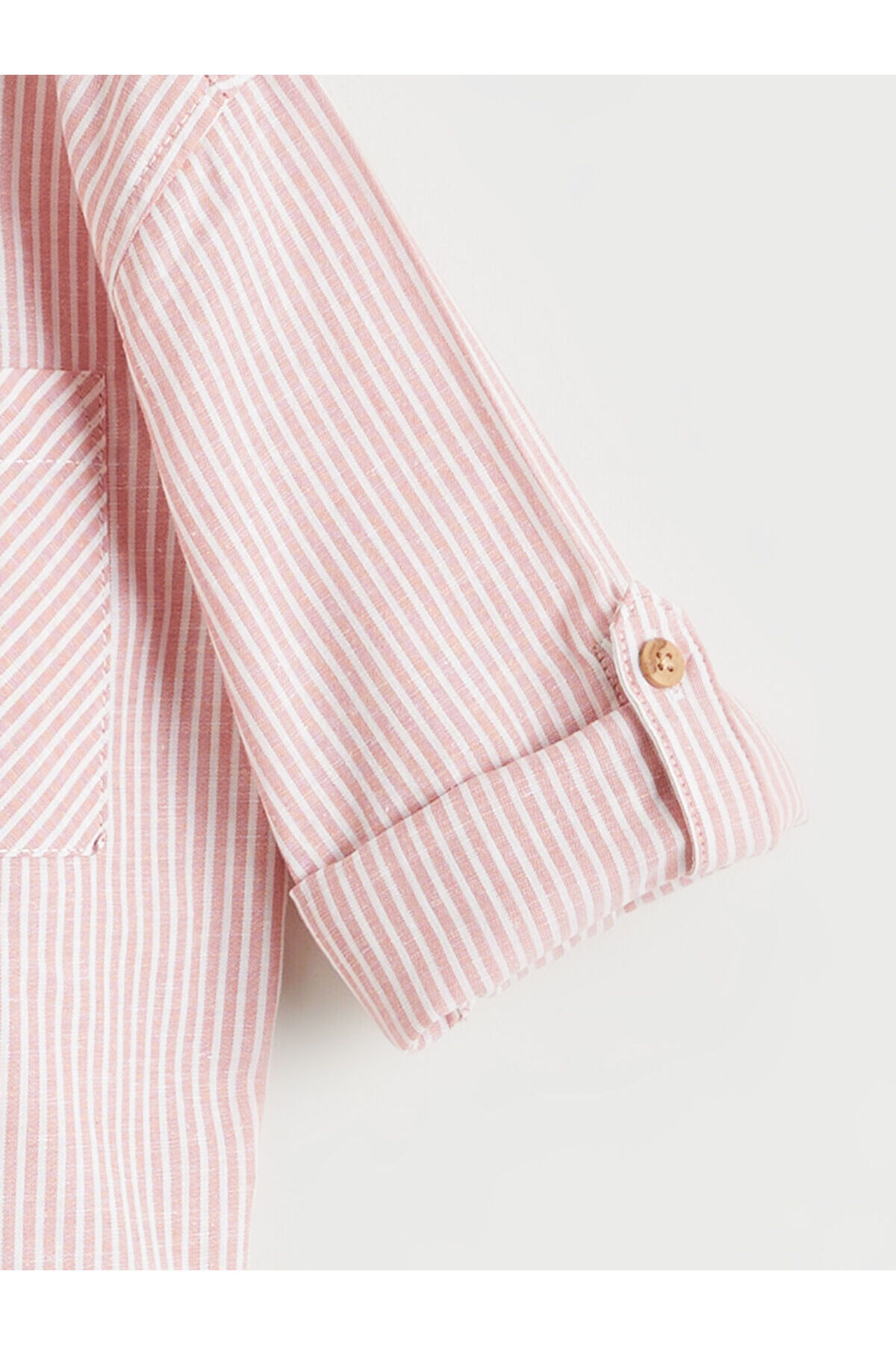 LC Waikiki Elsiva Collection Turuncu Çizgili Keten Karışımlı Erkek Çocuk Gömlek fotoğrafı 4 (önizleme)