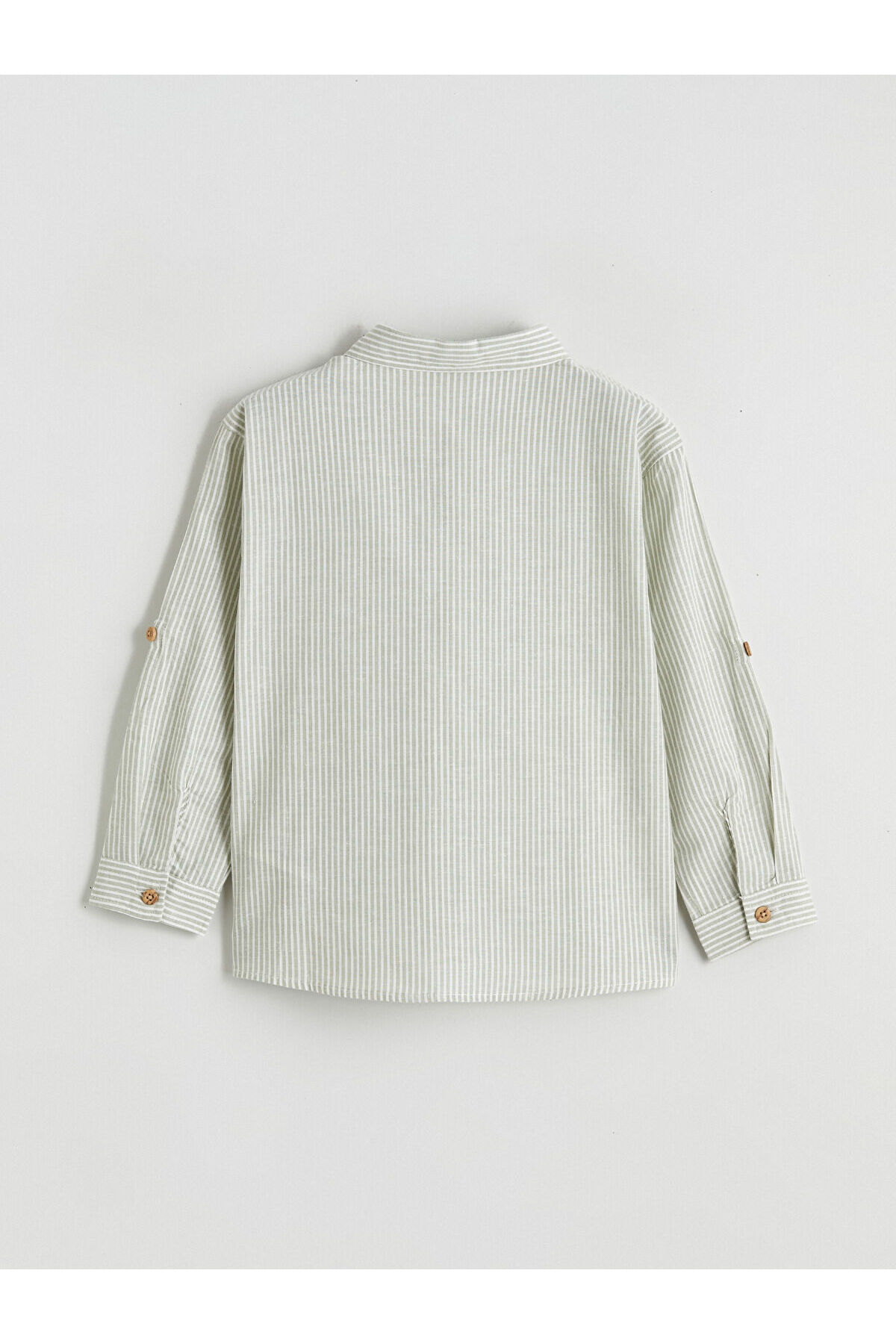 LC Waikiki Elsiva Collection Yeşil Çizgili Keten Karışımlı Erkek Çocuk Gömlek fotoğrafı 5 (önizleme)