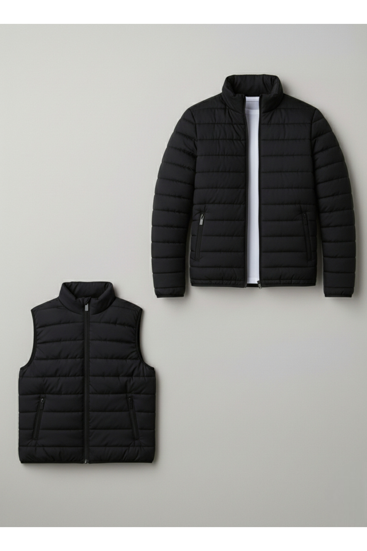 legends butik Mevsimlik Erkek 3’lü Kombin Seti | Şişme Mont + Yelek + Hediye Triko Kazak görsel 4