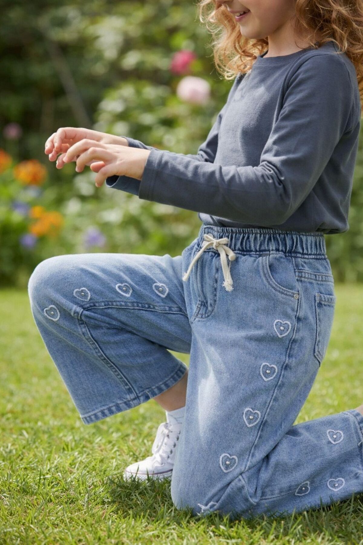 nazarbebe 6-15 Yaş Kız Çocuk Jean Pantolon – Beli Lastikli