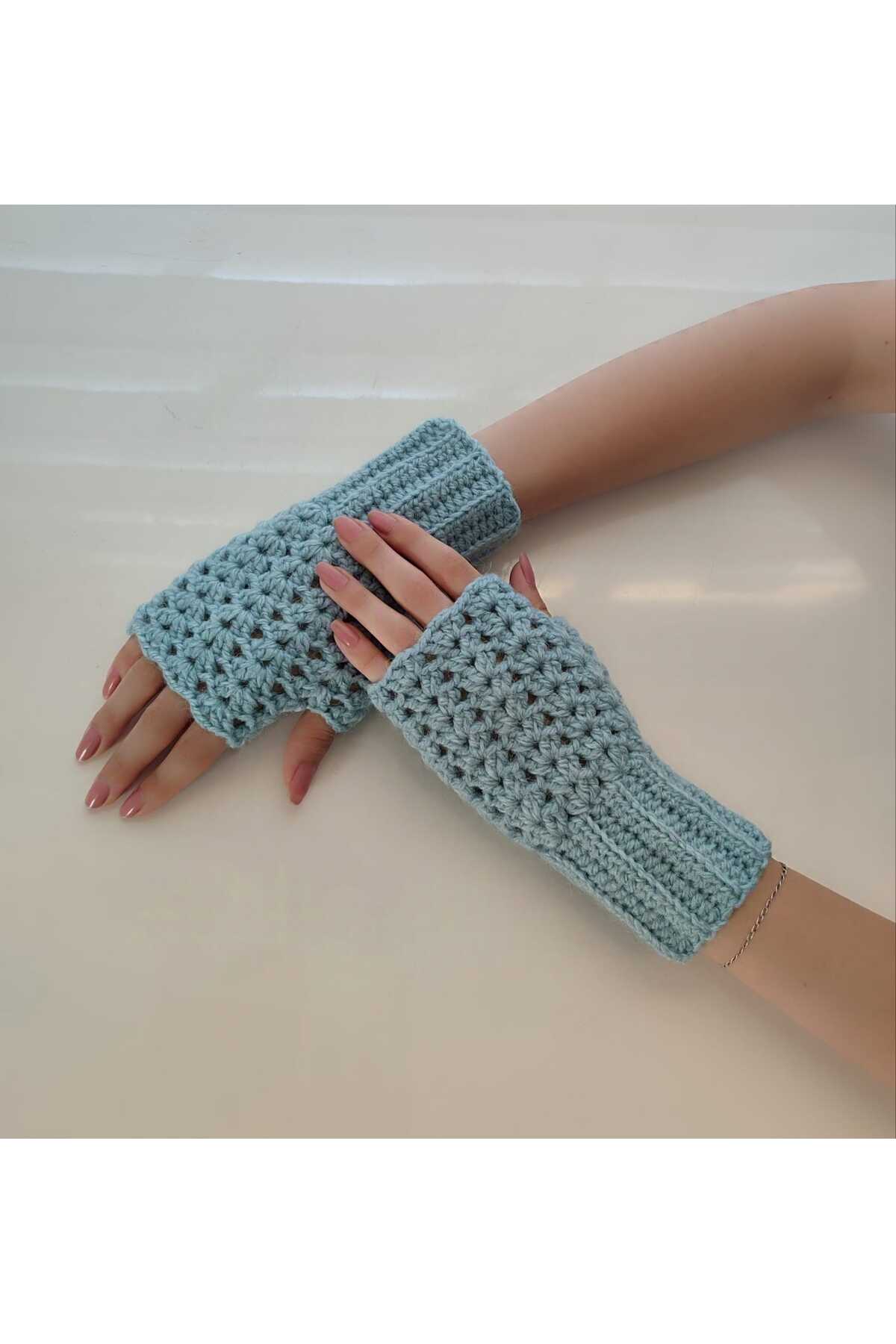 pun dore Dantel Detaylı El Örgüsü Parmaksız Eldiven – Standart Beden, Telefon Kullanımına Uygun fotoğrafı 2 (önizleme)