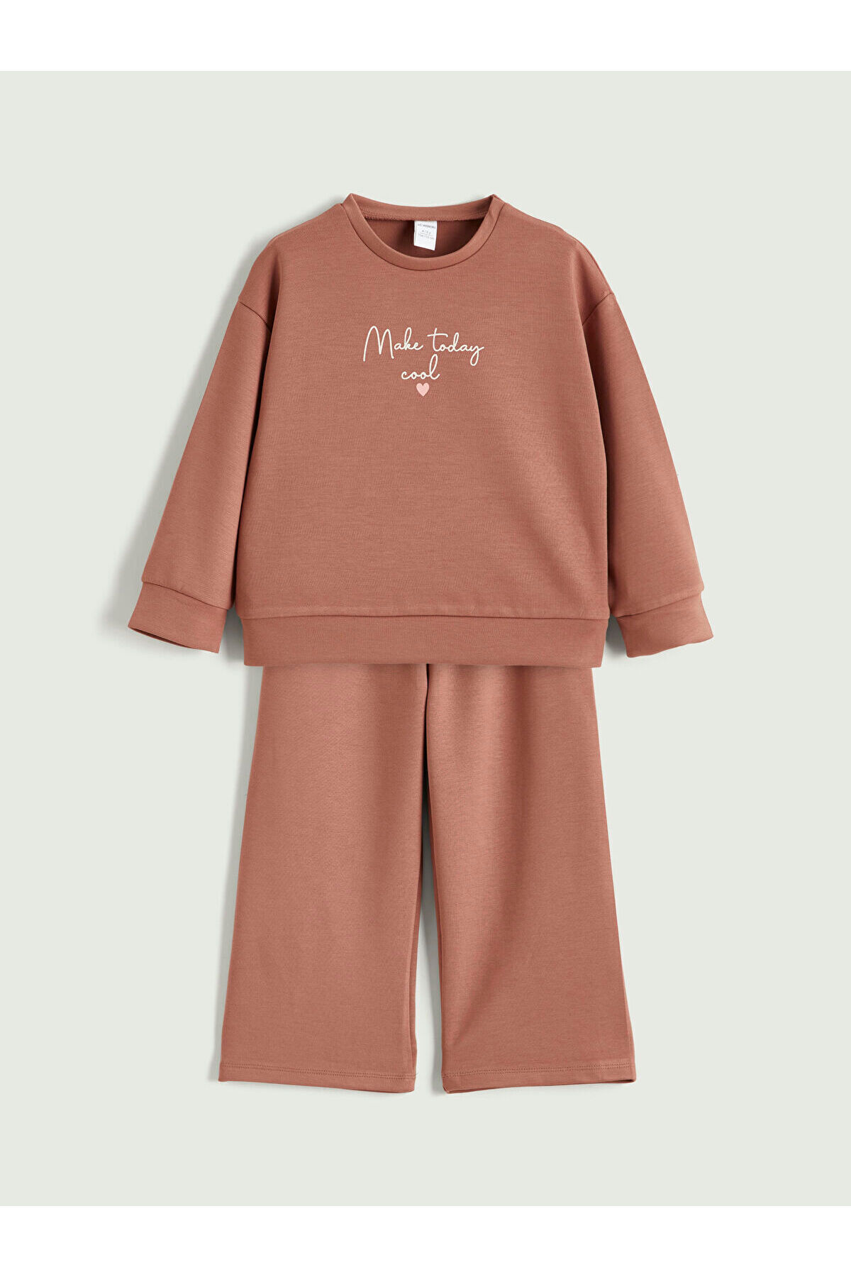 LC Waikiki Nevaa Collection Kahverengi Kız Çocuk Sweatshirt ve Pantolon Takım fotoğrafı 3 (önizleme)