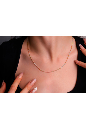 Silvesra Tricolor 925 Ayar Gümüş Minimal Zincir Kolye