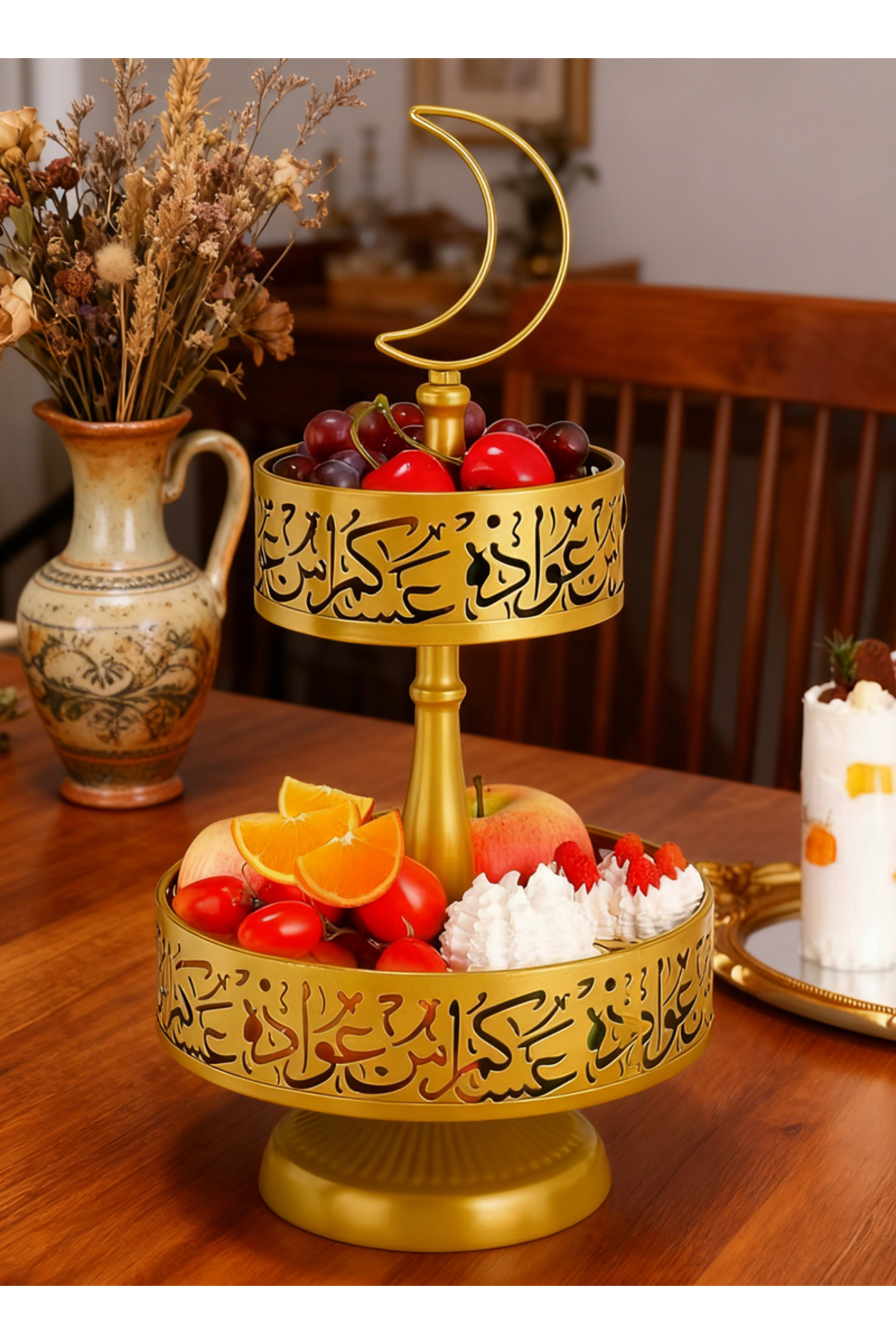 صينية تقديم رمضانية من طبقتين بتصميم كتابة عربية،...