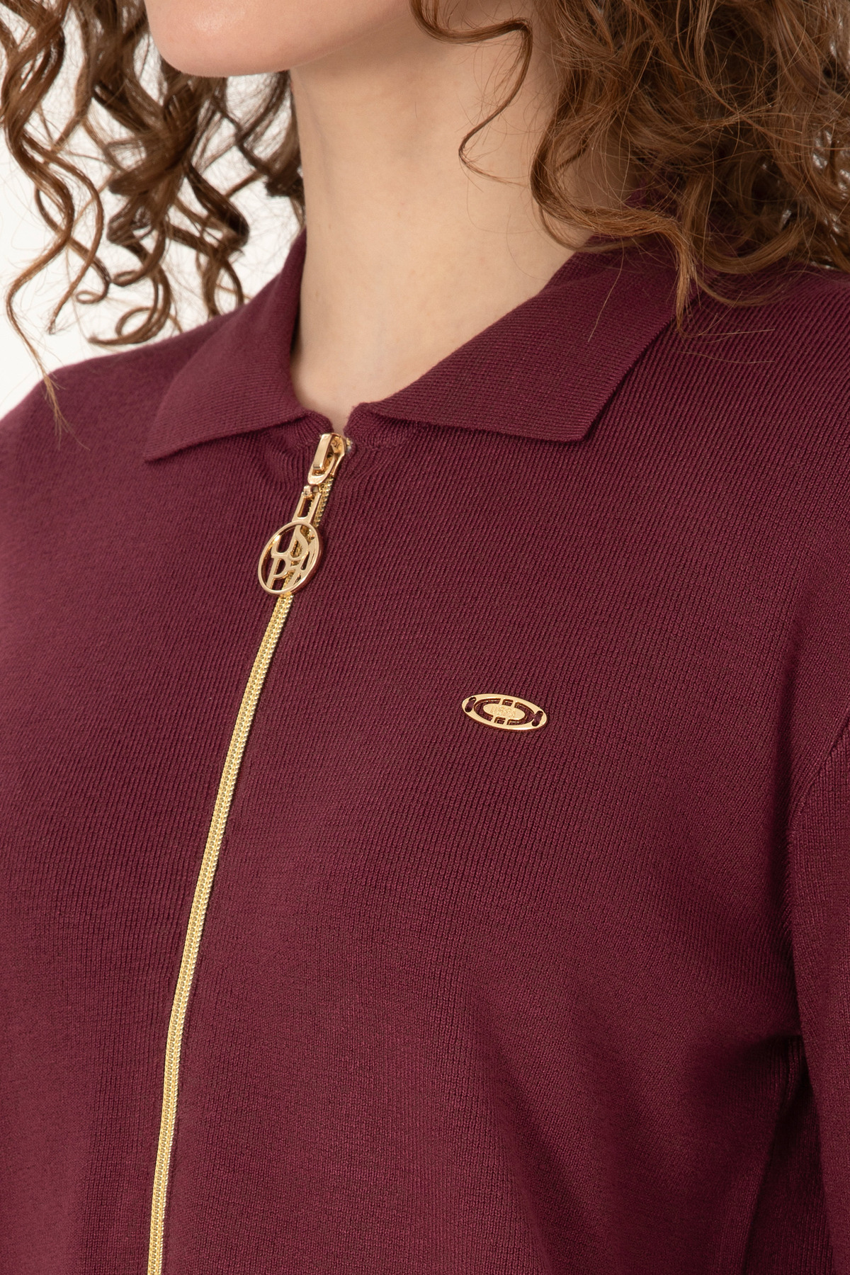U.S. Polo Assn. Kadın Bordo Fermuarlı Polo Yaka Triko Hırka 50317375-VR177 görsel 7