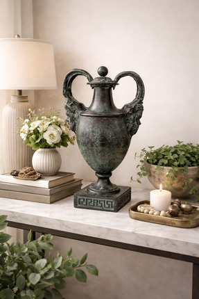 Lorena Home Decor Green Kapaklı Vazo