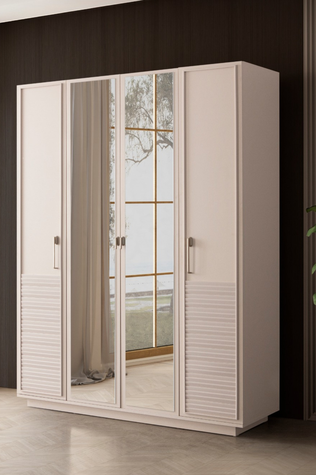 Wardrobe, Vela 4 Door Mirrored Wardrobe