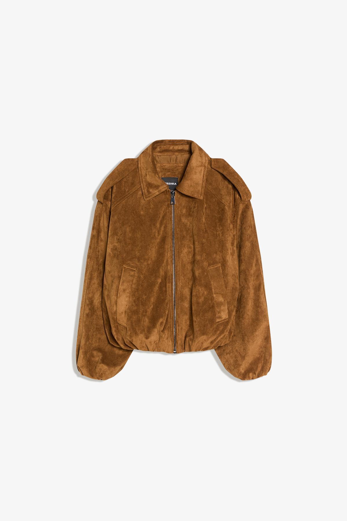 Bershka  Süet efektli balon ceket - Görsel 4