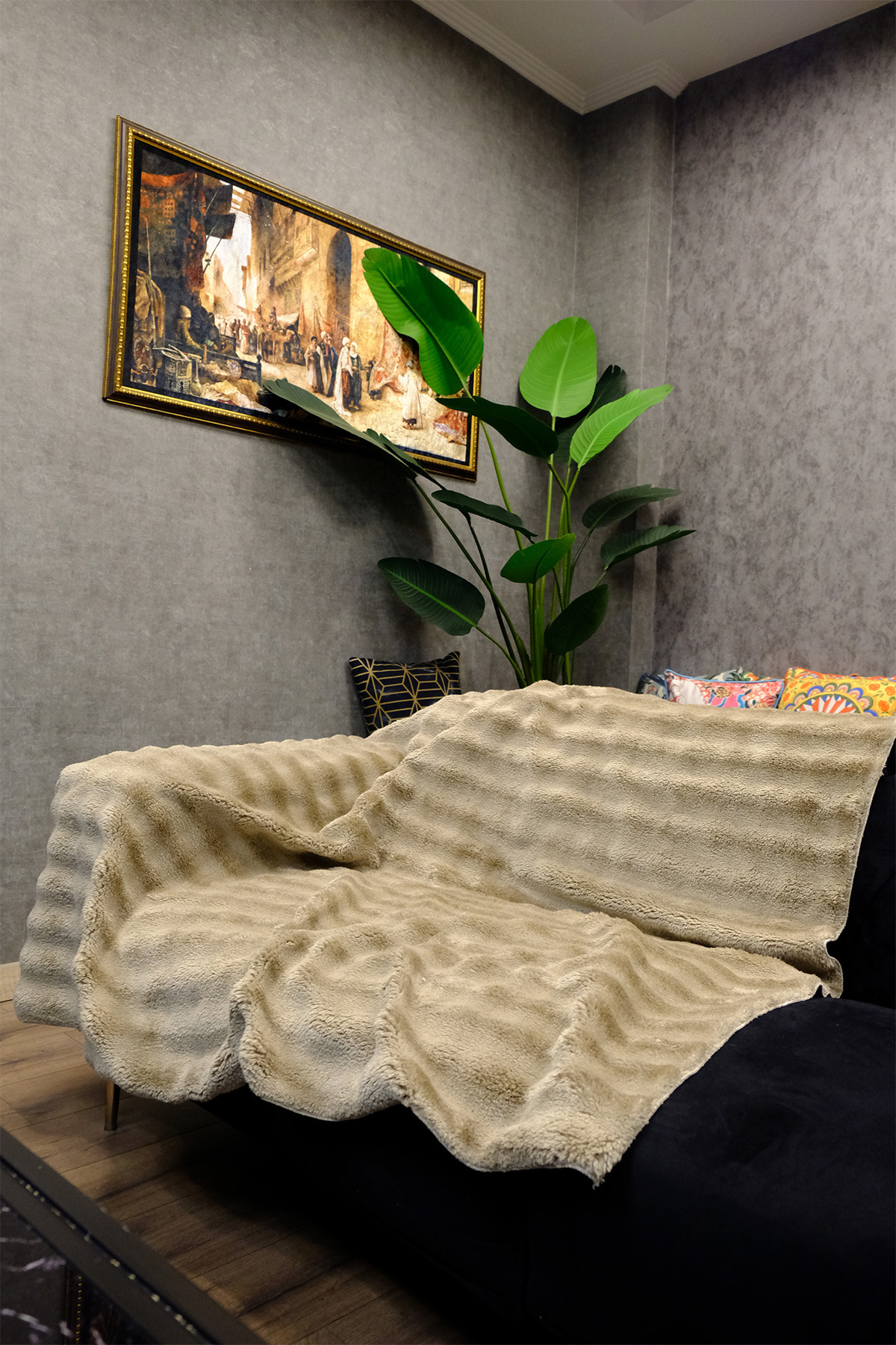Plush Seat Shawl Cover Fluffy Bubble BROWN Multipurpose Diamond Pattern 150x150 cm
