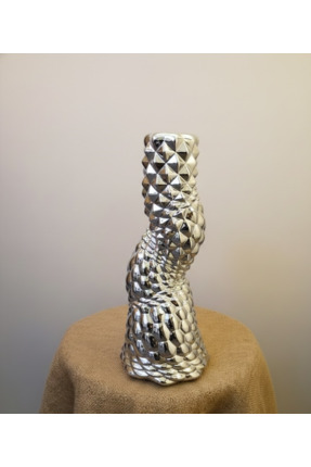 AKUA TAHTA Modern Tasarım Taş Desenli Polyester Vazo - 40 cm