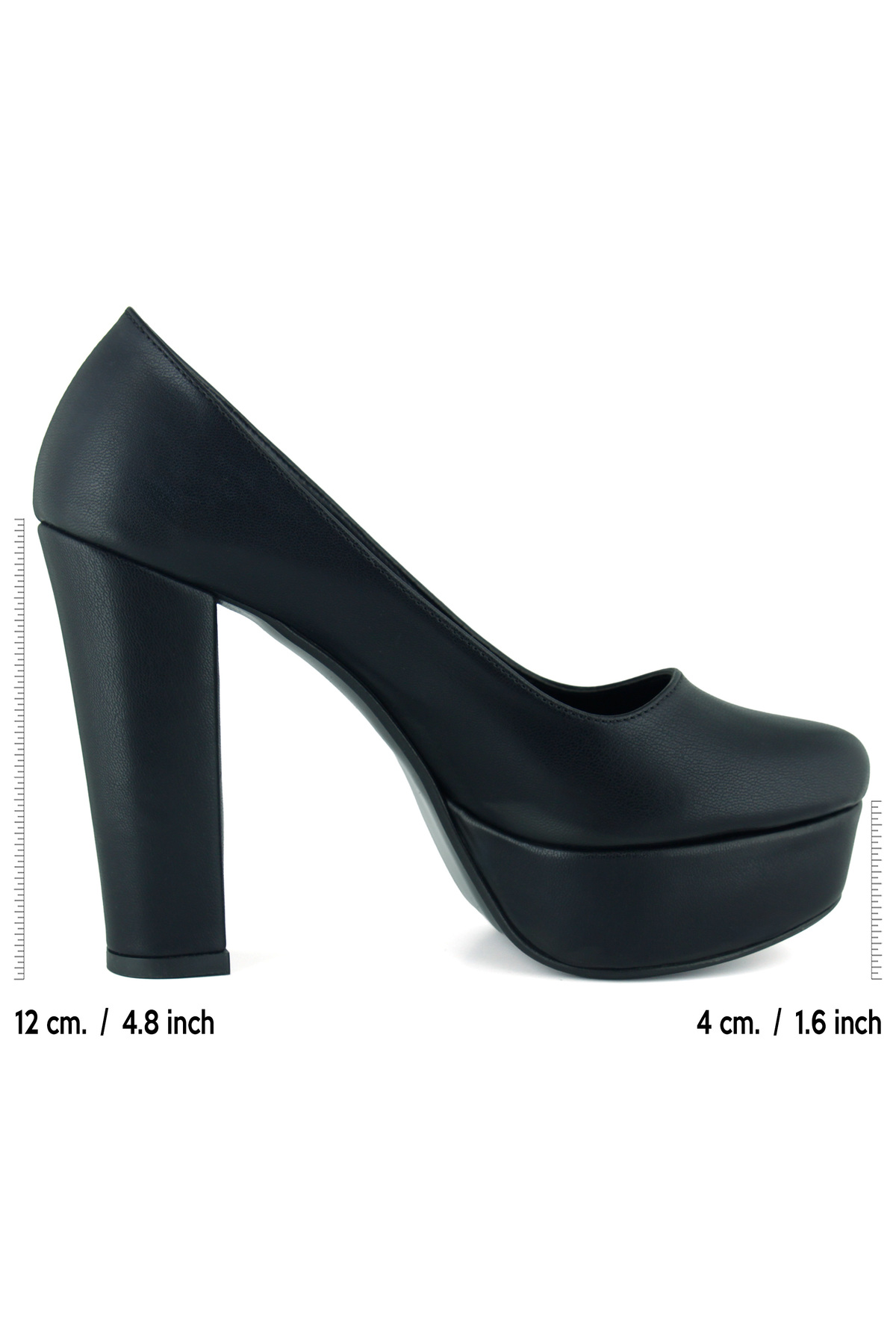 Erkan Saçmacı  Lina Siyah Vegan Yuvarlak Burun Kalın Platform Topuklu Ayakkabı - Görsel 5