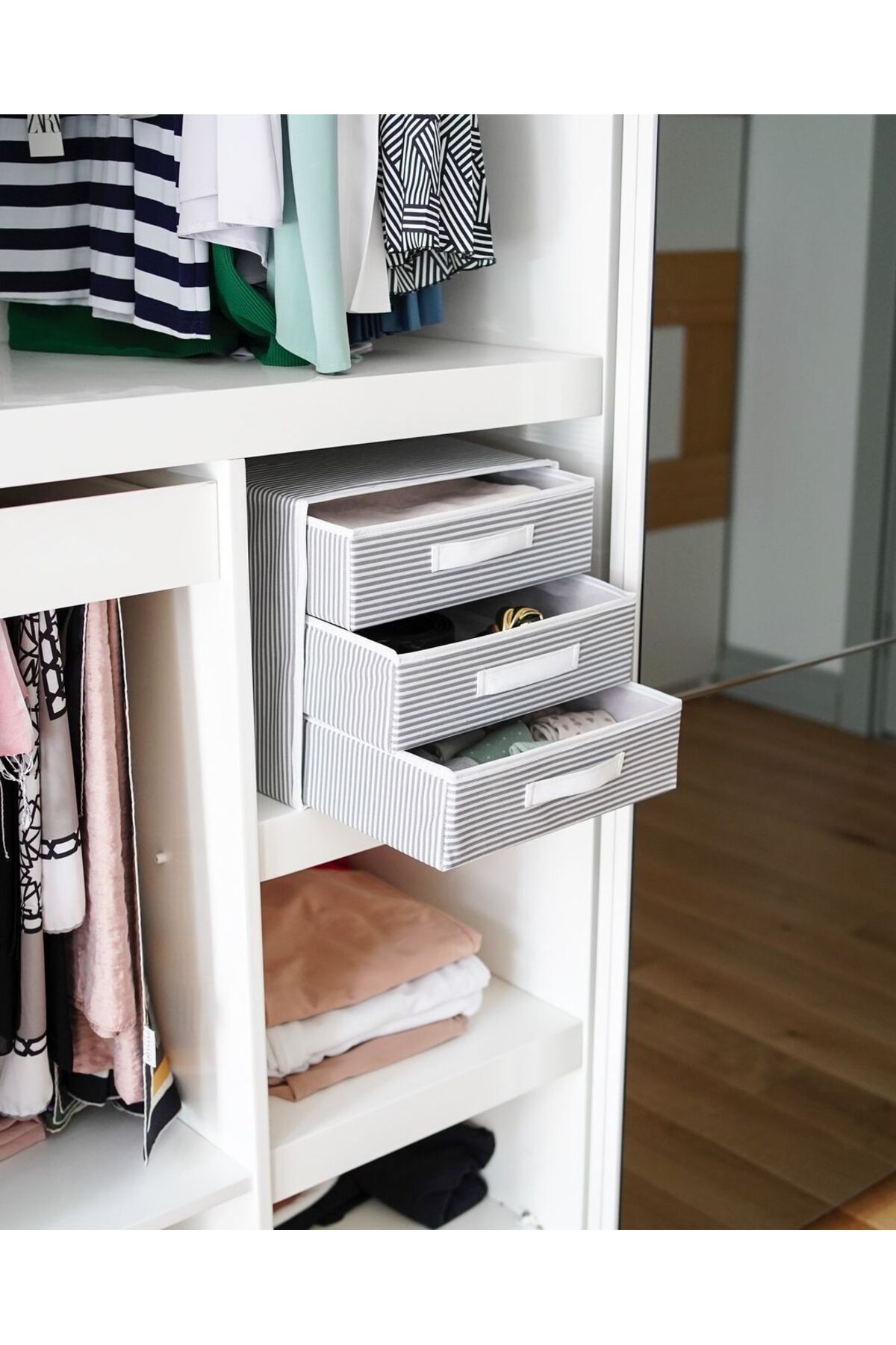 FORSACE Üç Bölmeli Çekmeceli Organizer Çok Amaçlı Çekmece Çorap İç Çamaşır Bebek Eşyaları Vb. Organizer fotoğrafı 4 (önizleme)