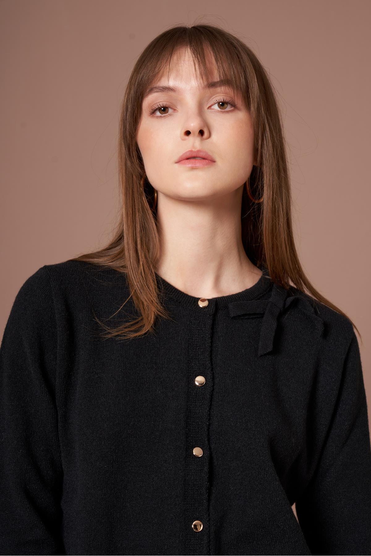 FTZ WOMEN  Kadın Şardon Hırka Siyah 25288 - Görsel 4