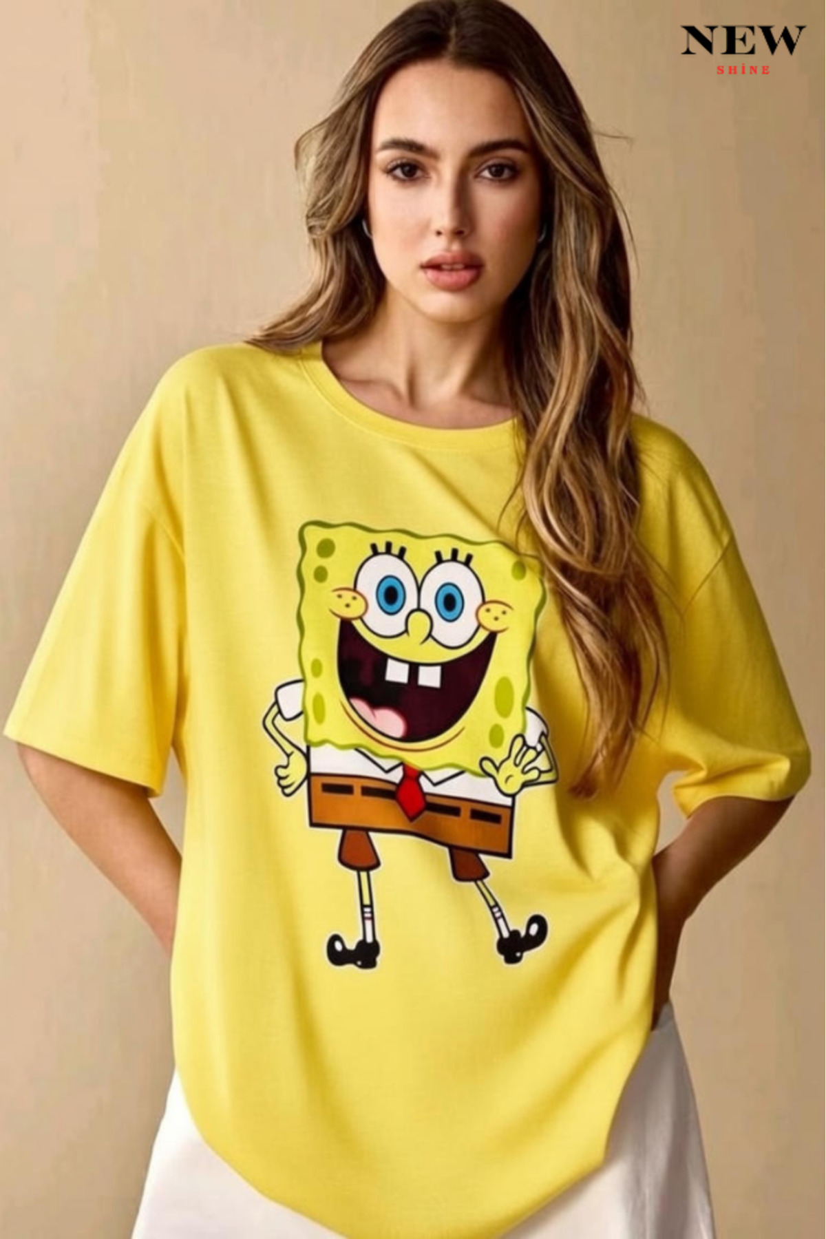 NEWSHİNE  SÜNGER BOB BASKILI UNISEX T-SHIRT